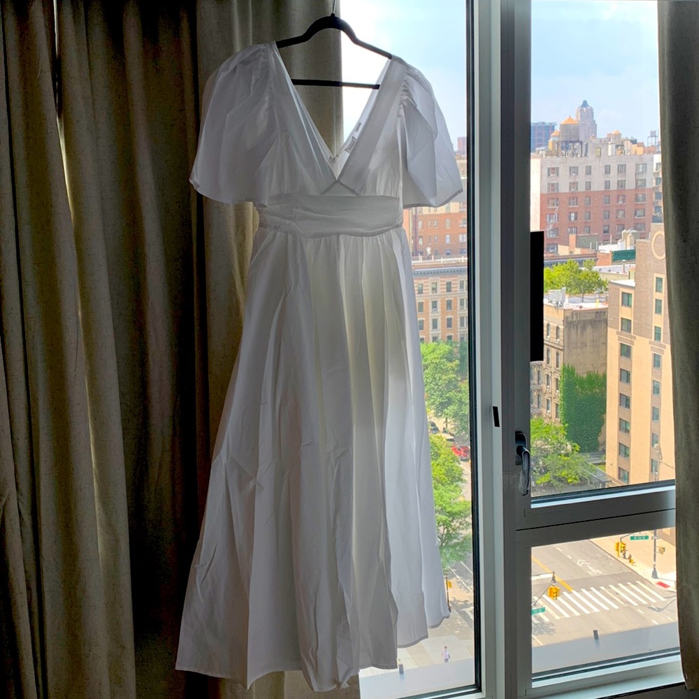 RHODE
Margot Cotton Flutter Sleeve Dress